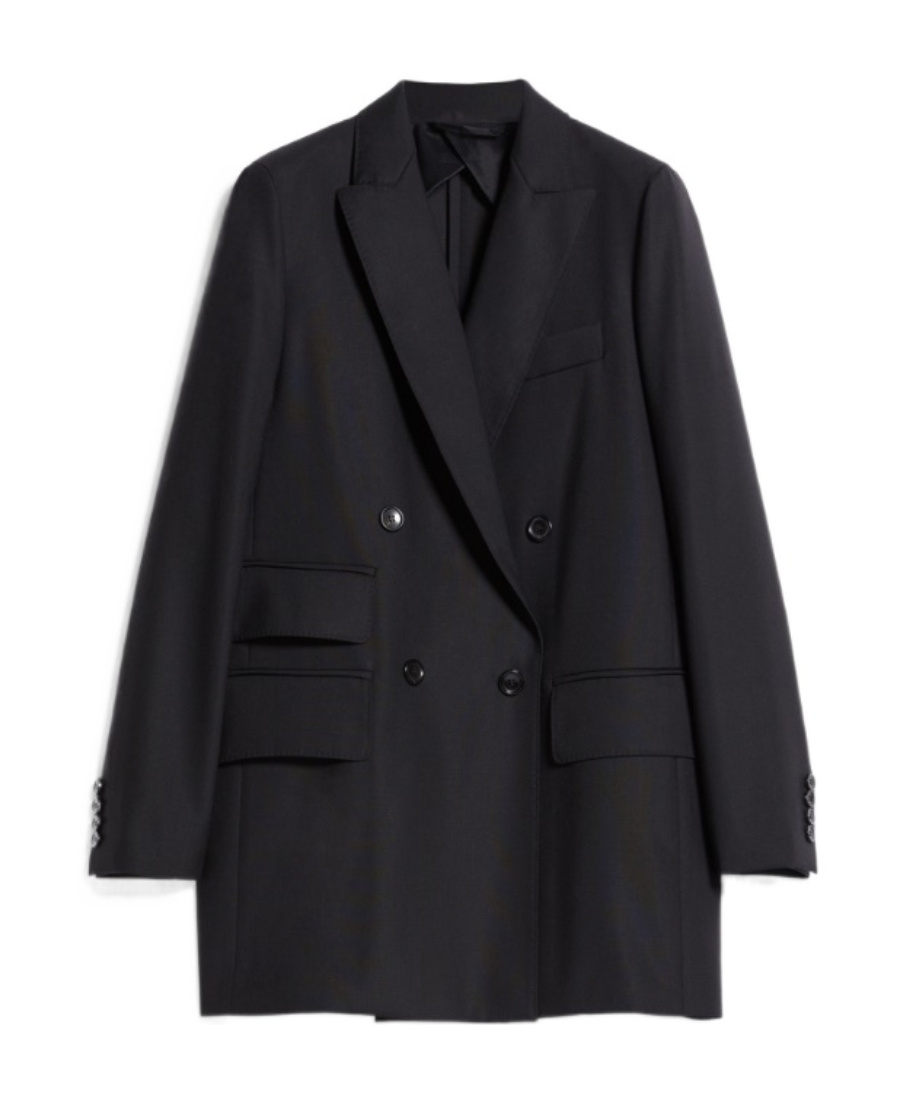 Max Mara Double-breasted Wool Blazer In Black