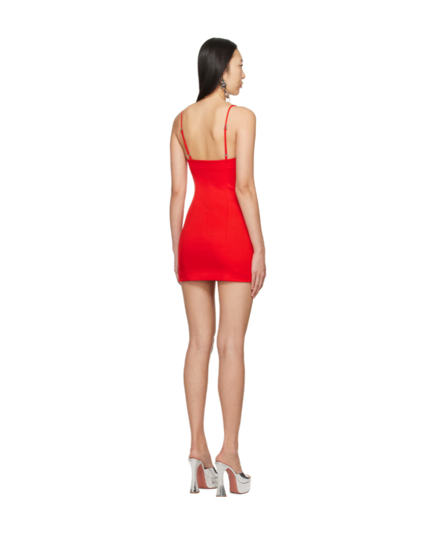 Area Crystal-embellished Wool-blend Mini Dress In Red