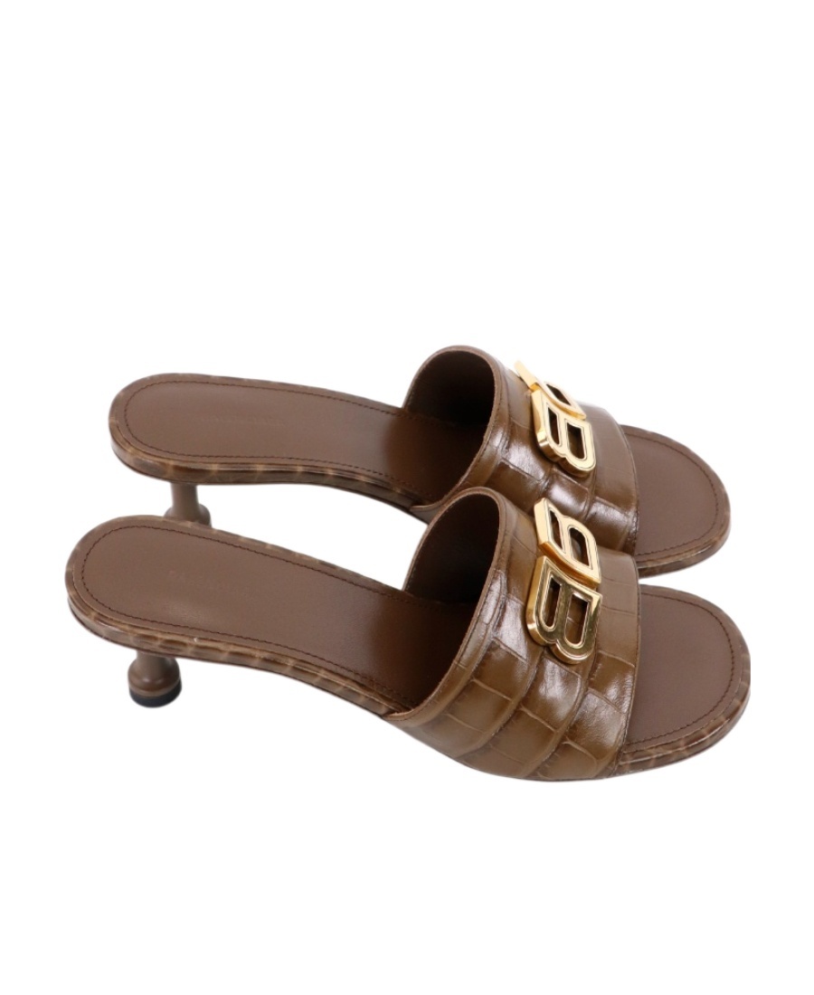 Balenciaga 50mm Groupie Mules In Brown