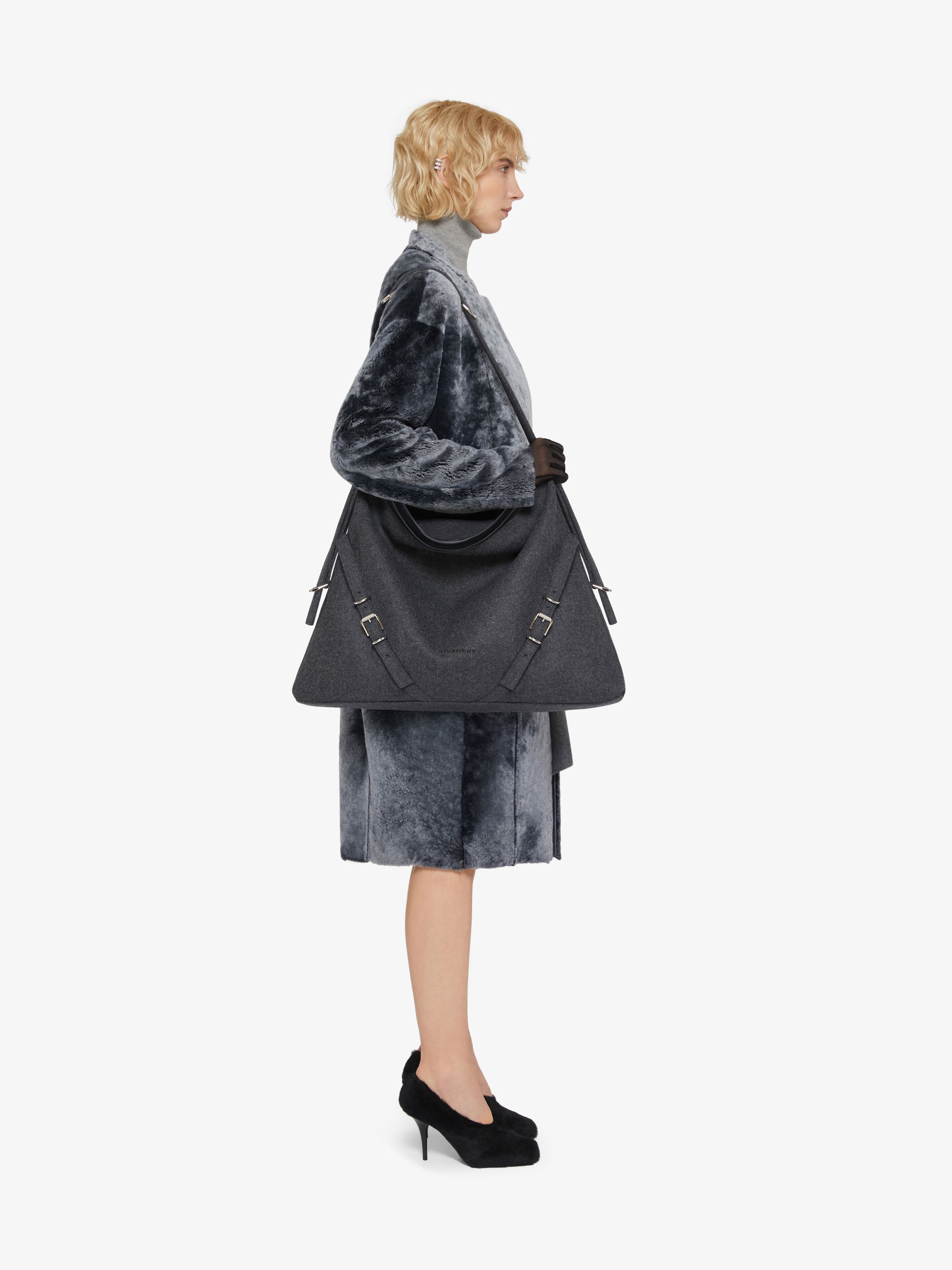 Givenchy Large Voyou Woolen Shoulder Bag In Gray