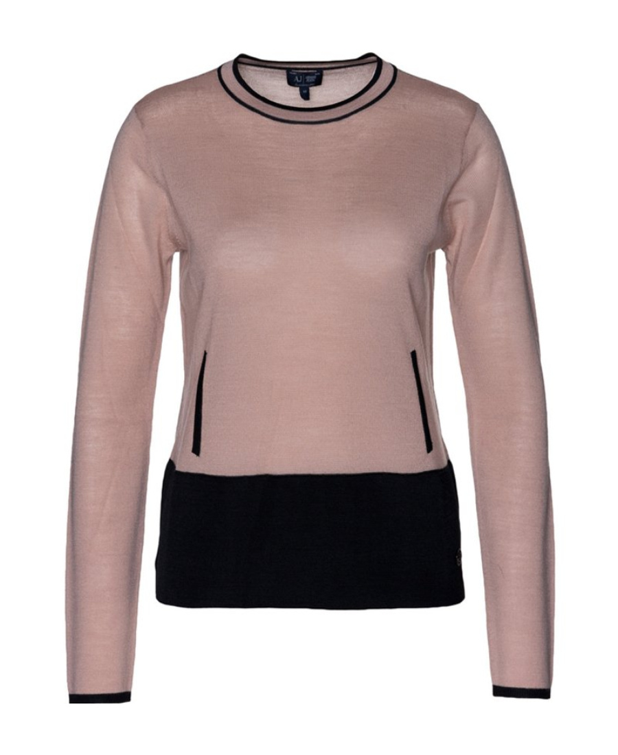Armani Jeans Densely Knit Pullover With Round Neck In Pink