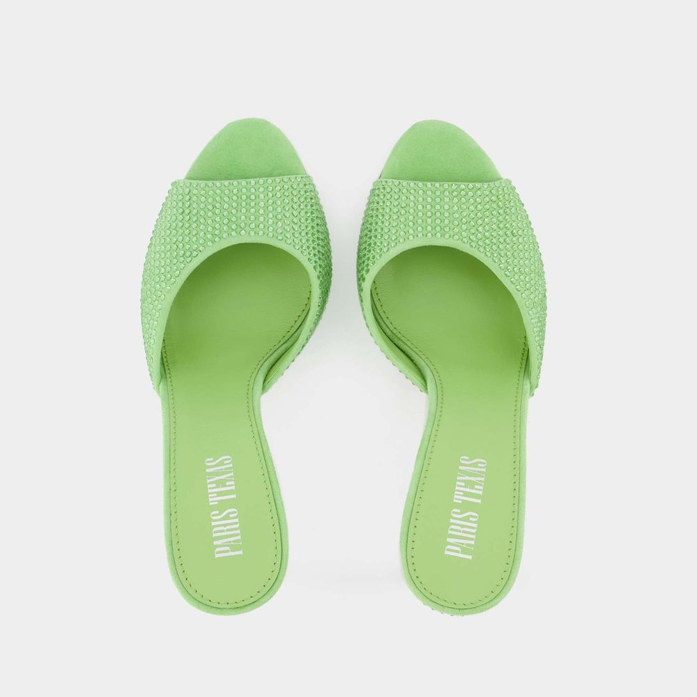 Paris Texas Logo High-heel Flip-flops In Green