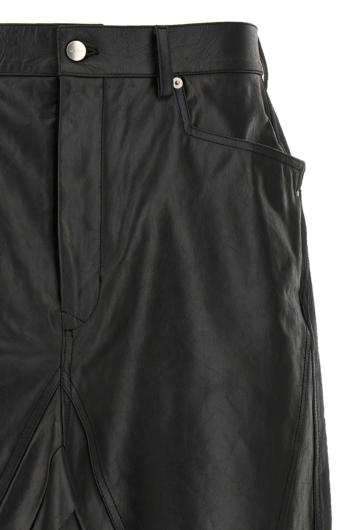Rick Owens Black Hollywood Slivered Leather Skirt In Black