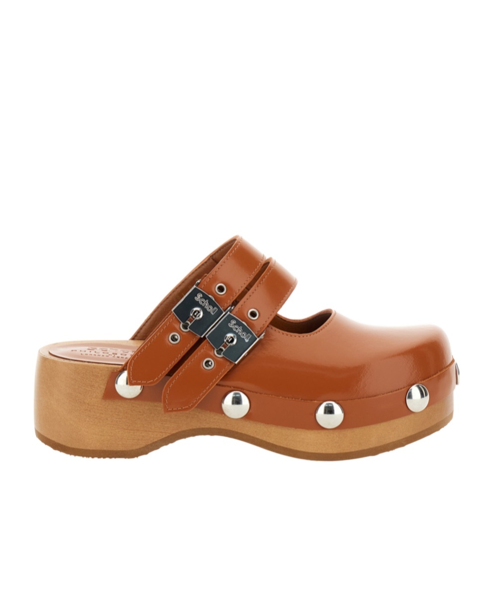 Philosophy Di Lorenzo Serafini 'mary Jane' Brown Mules With Wooden Sole In Brown