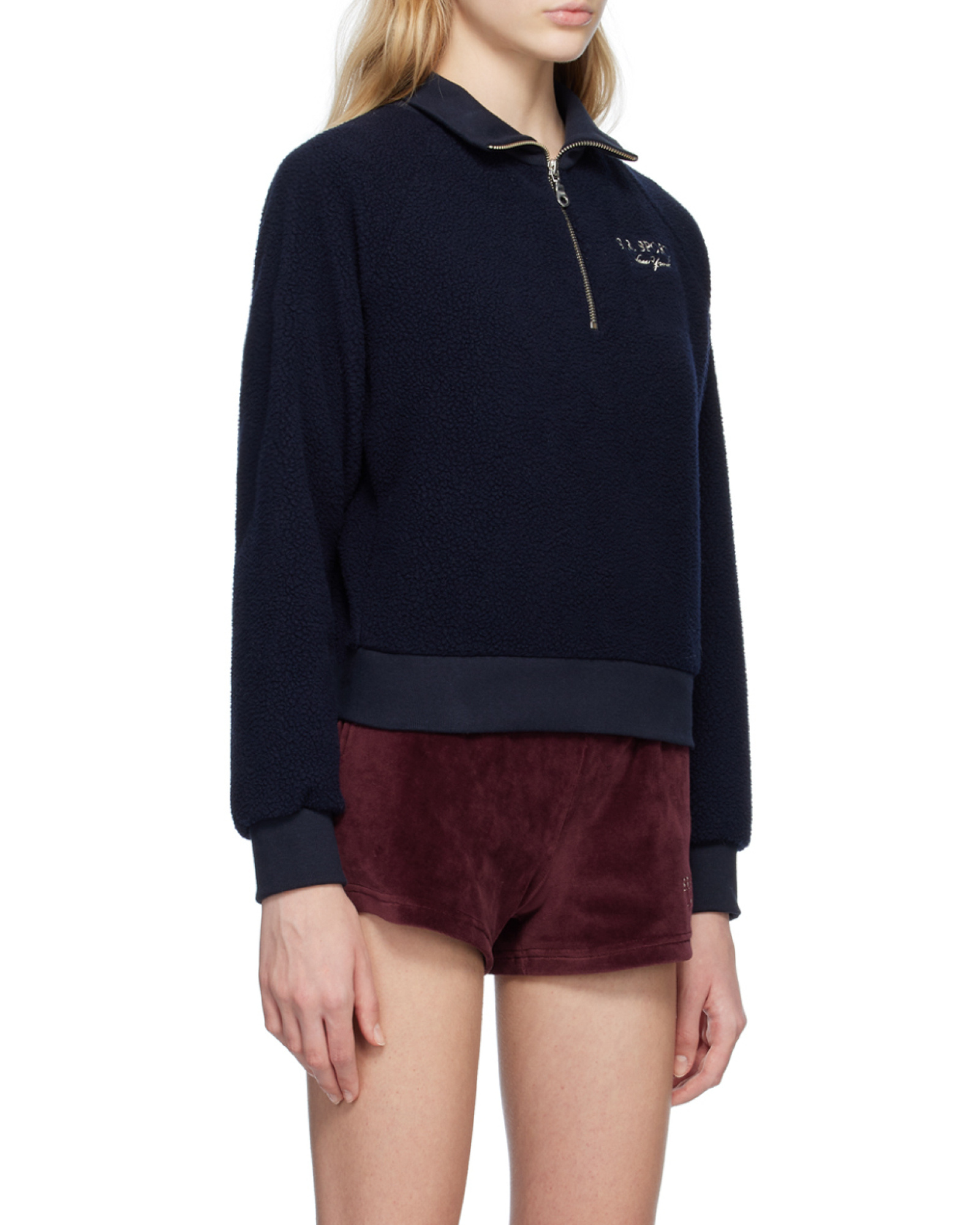 Sporty And Rich Half-zip Fleece Sweatshirt In Black