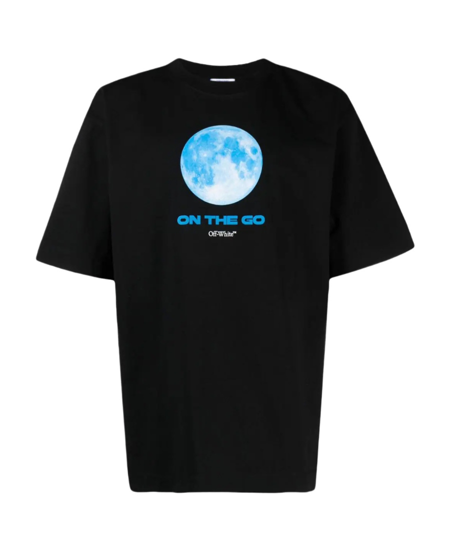 Off-white Moon-print Cotton T-shirt In Black