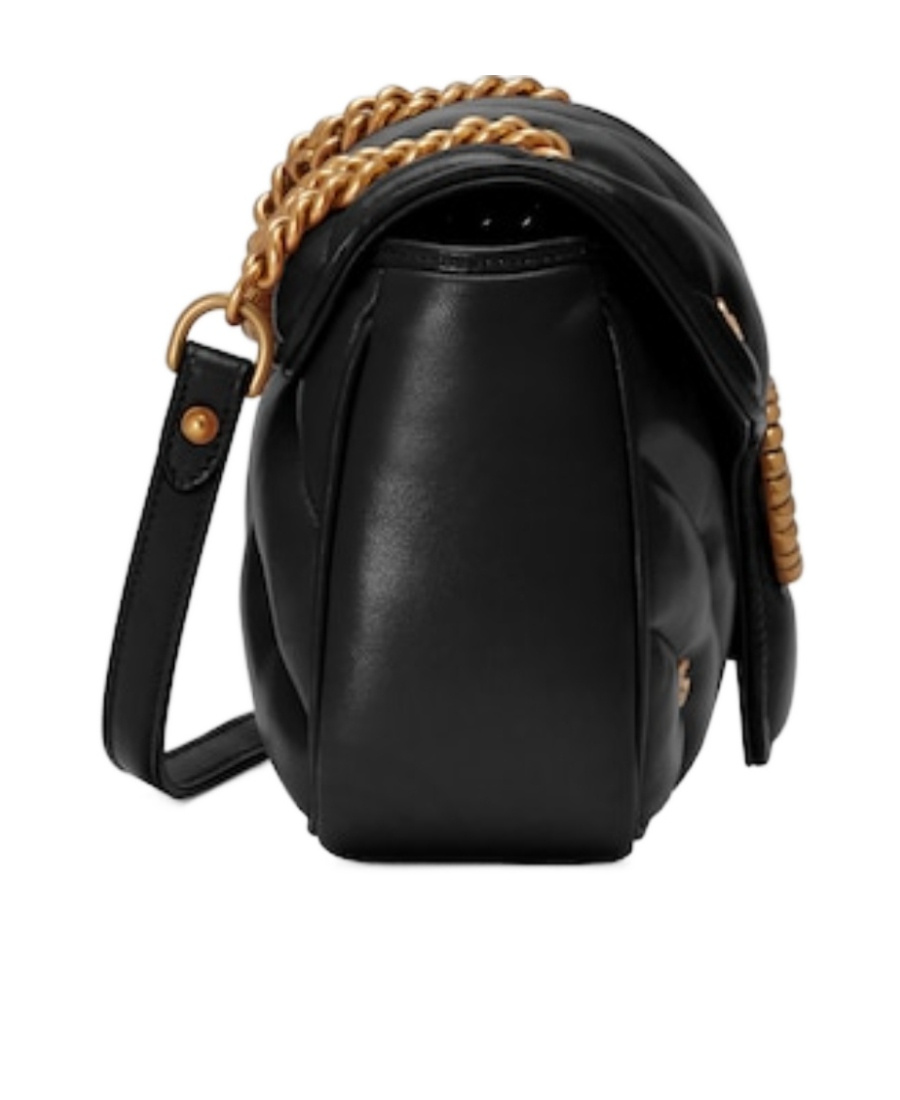 Gucci Small Gg Marmont Leather Shoulder Bag In Black
