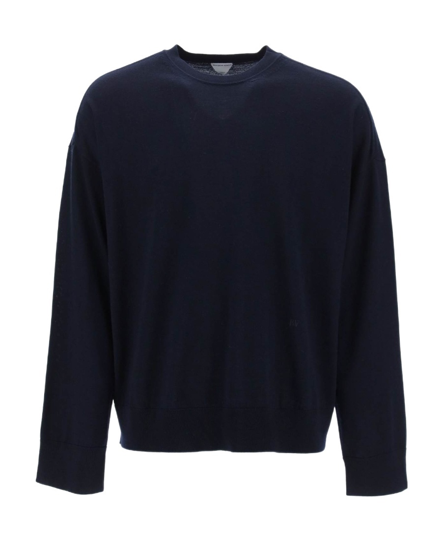 Bottega Veneta Crew-neck Wool Jumper In Blue