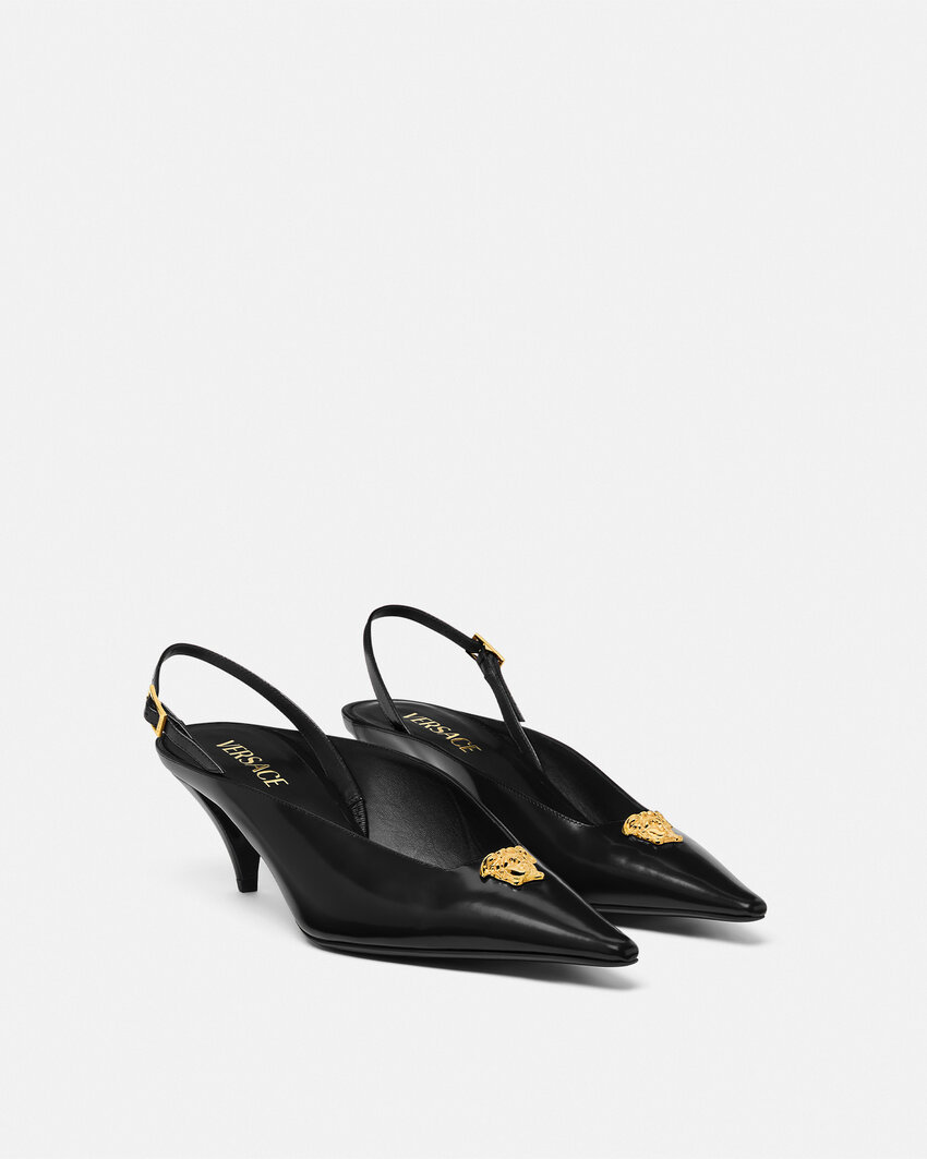 Versace Medusa-head Pointed-toe Mules In Black
