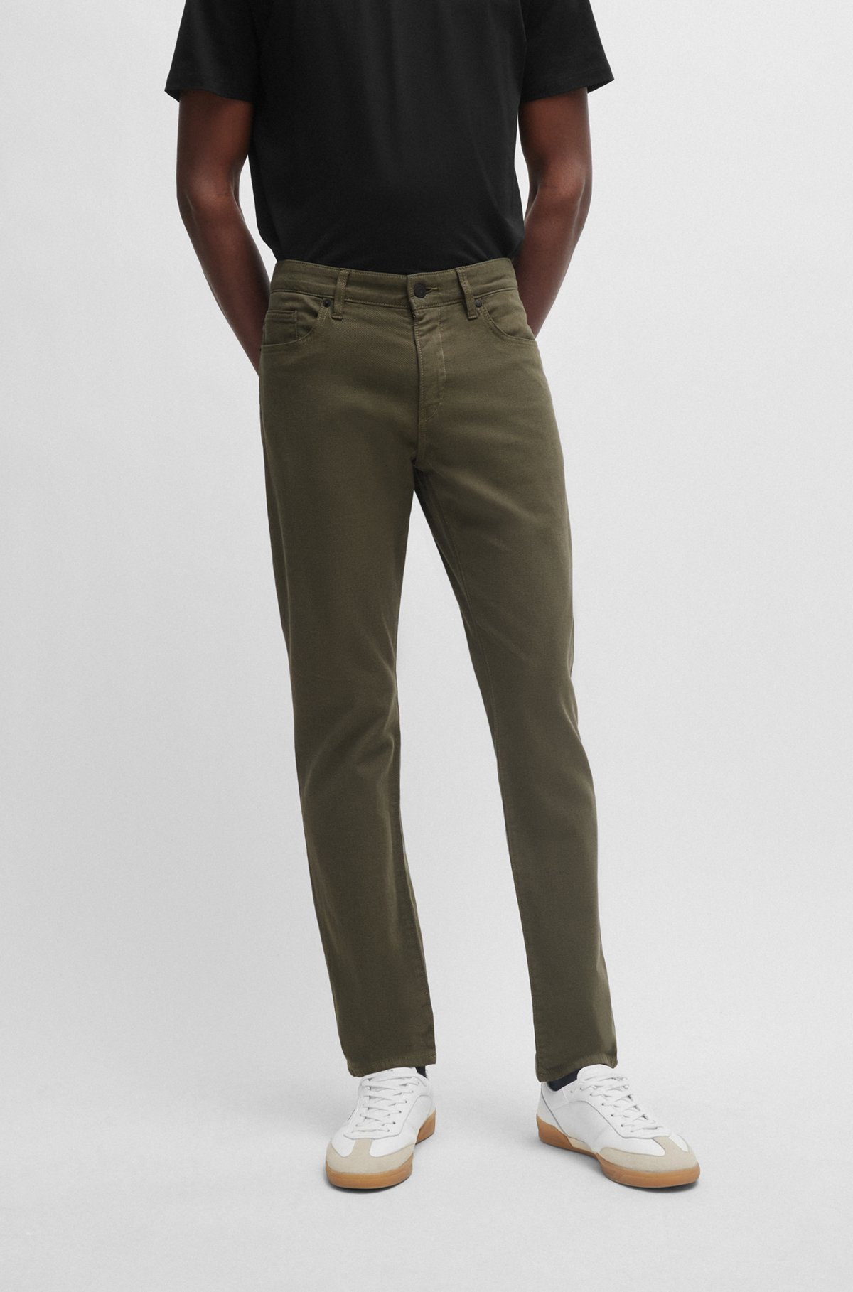 Hugo Boss Slim-cut Cotton Jeans In Green