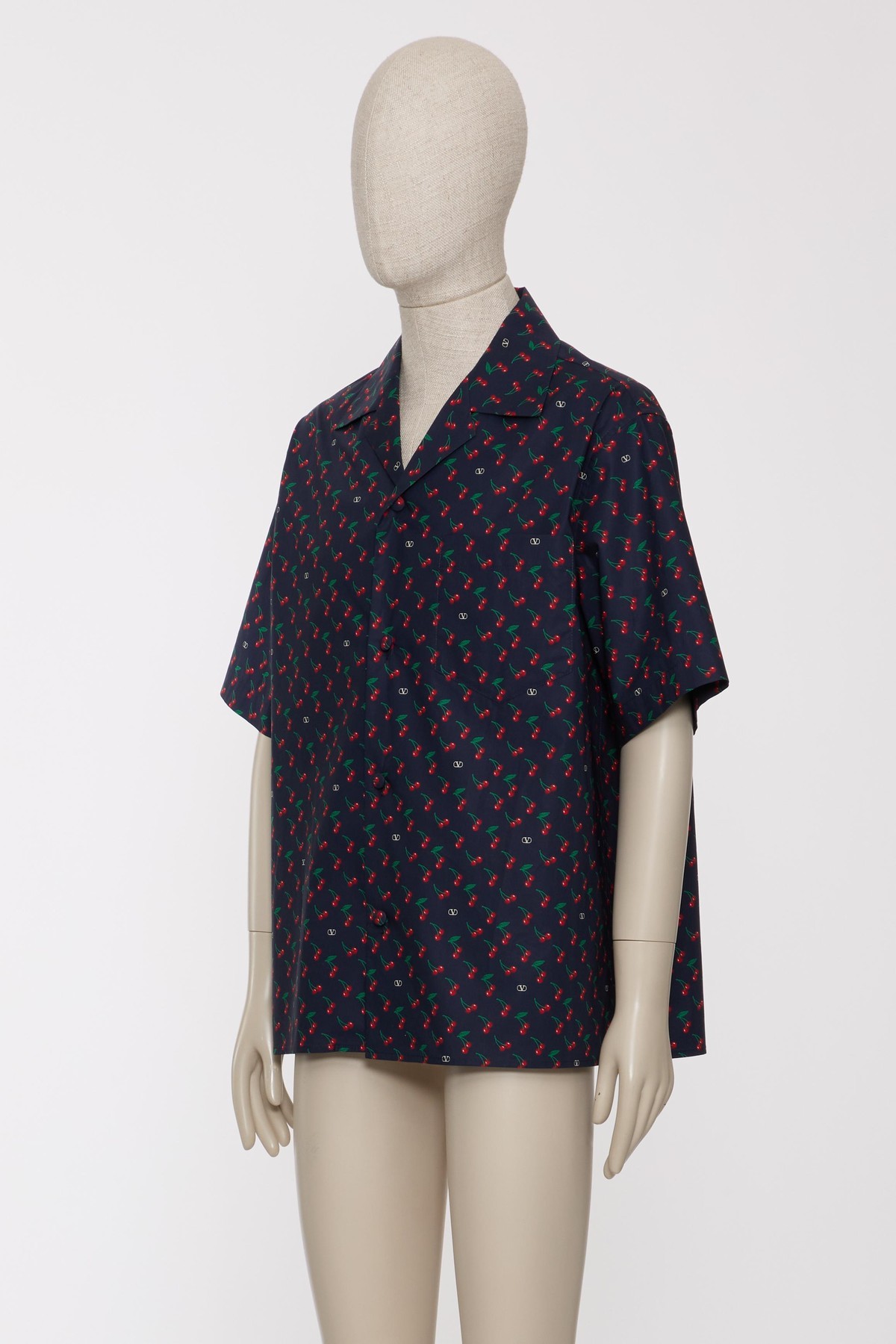 Valentino Garavani Bowling Shirt With Cherryfic Print In Black