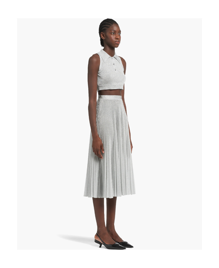 Prada Lurex Knit Crop Top In White