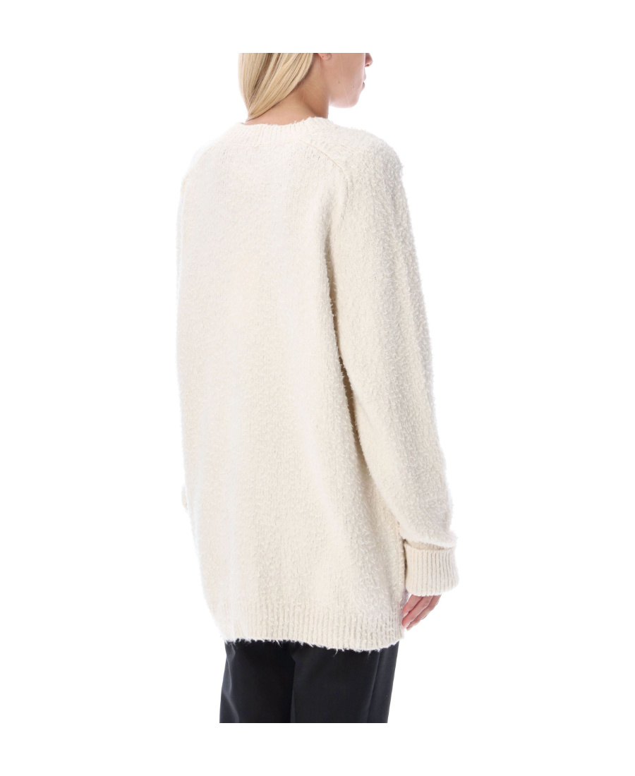 Maison Margiela Off-white Oversized Piled Cardigan In White