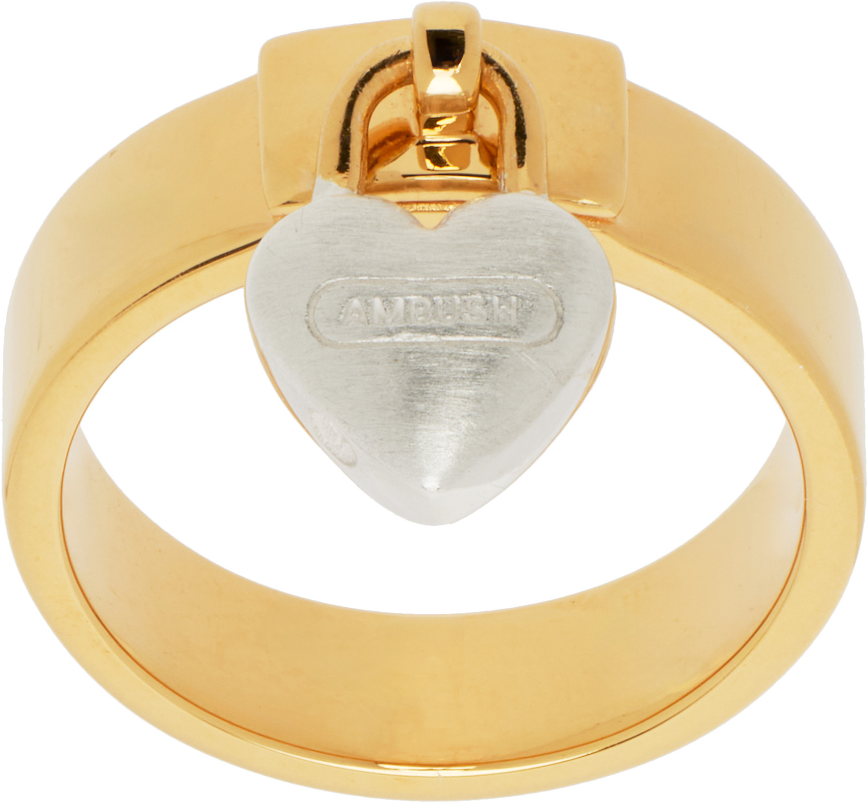 Ambush Heart Padlock Ring In Yellow