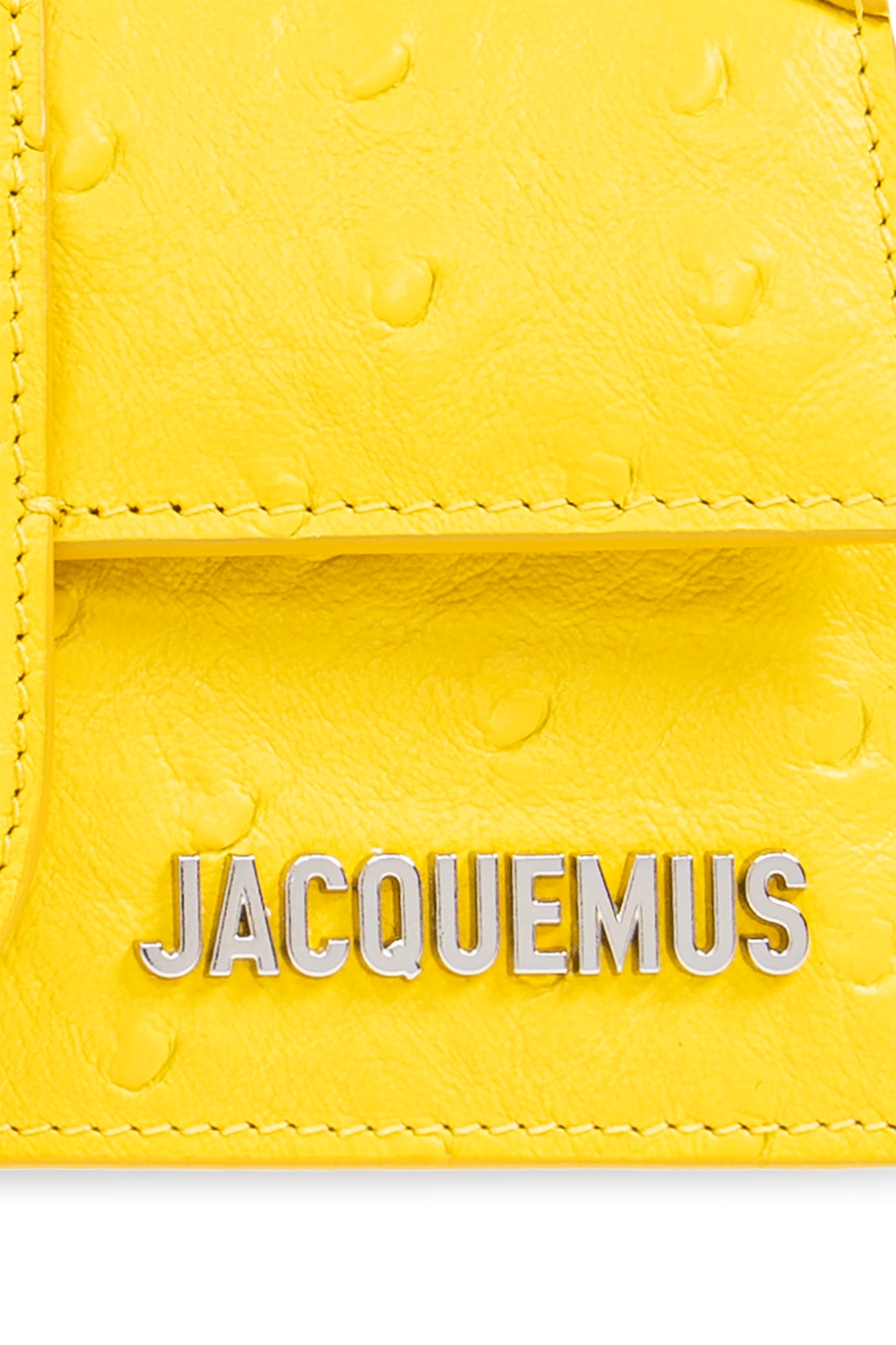 Jacquemus Long Ficiu Calf Leather Shoulder Bag In Yellow