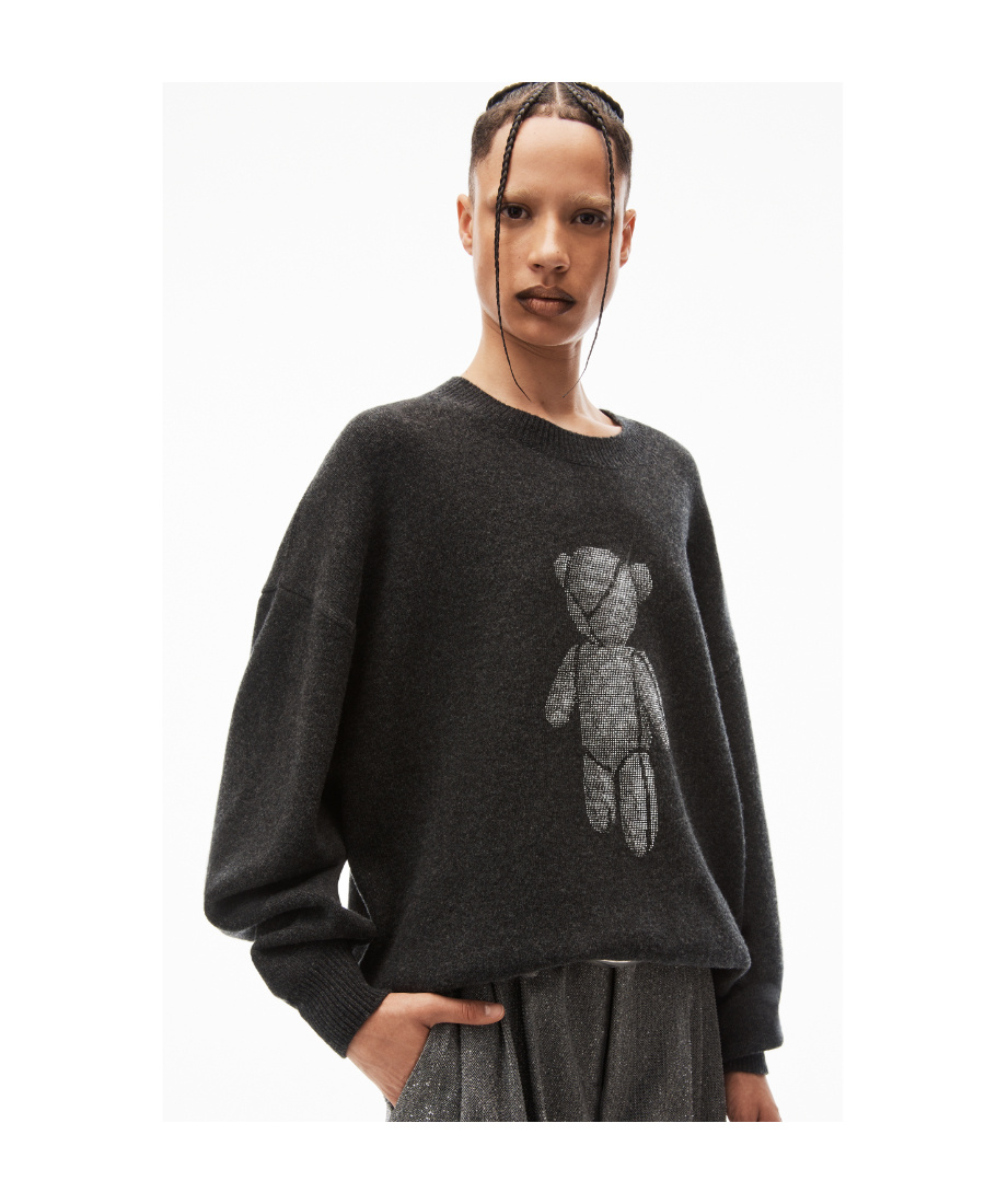Alexander Wang Beiress Wool Crew-neck Jumper In Black