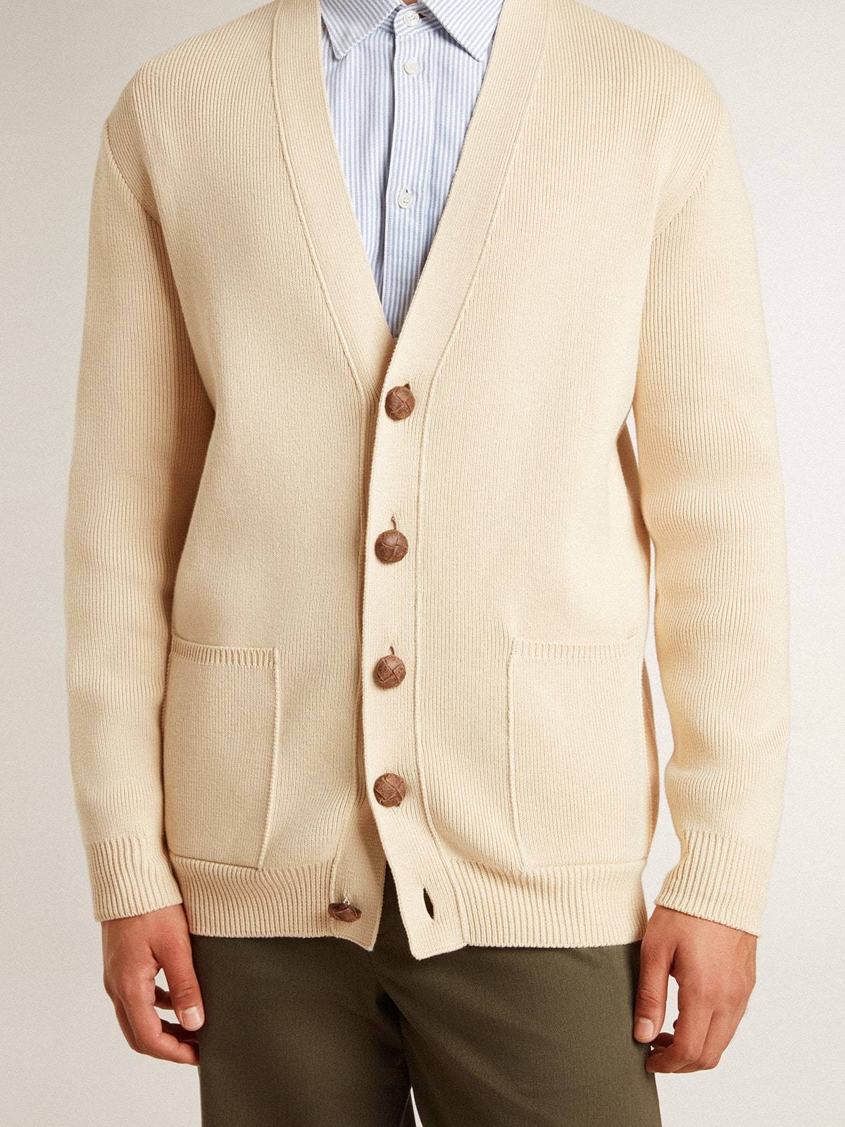 Golden Goose Mens Beige Cardigan With 'golden' Lettering On The Back In Neutral