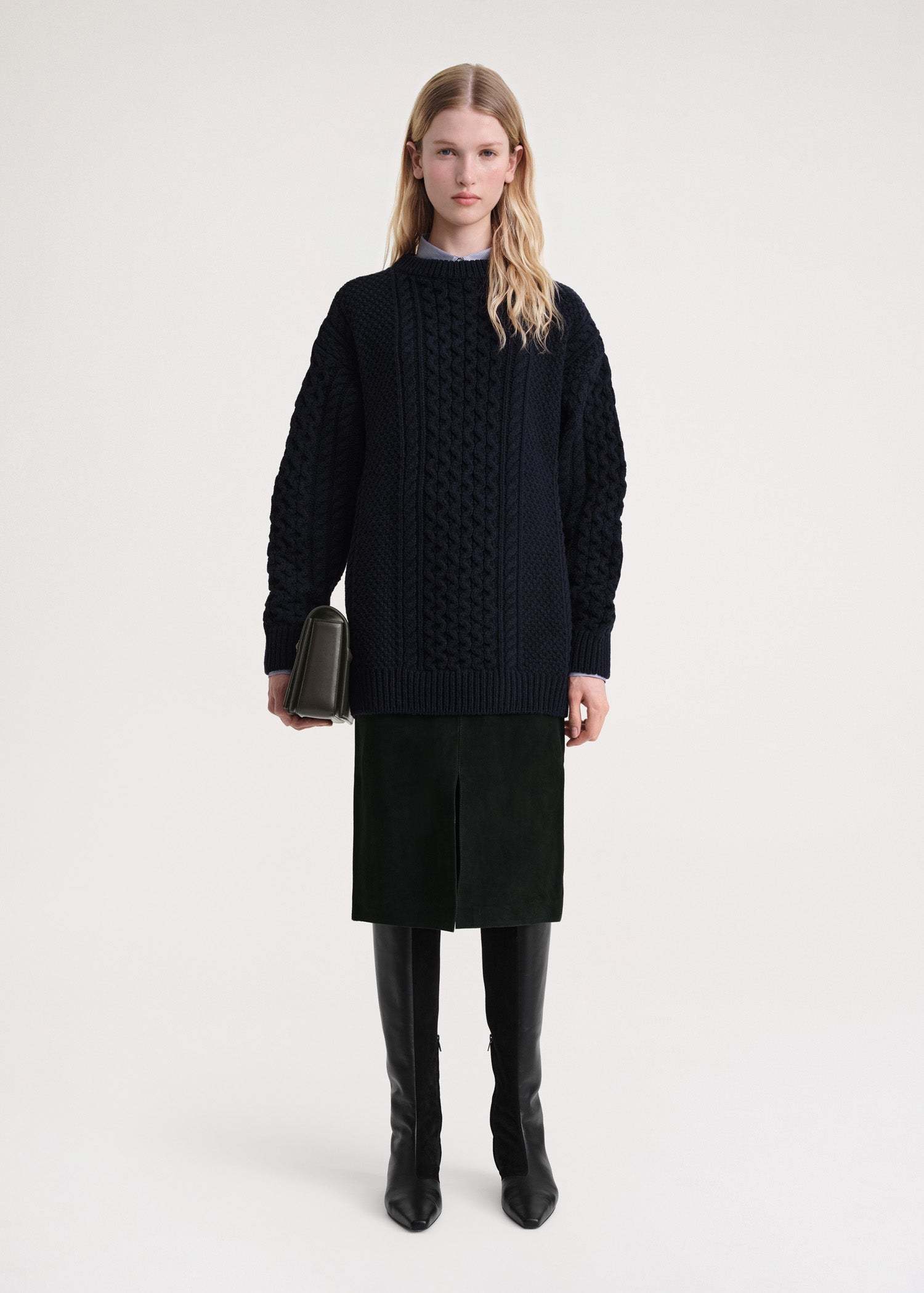 Totême Chunky Cable-knit Wool Jumper In Black