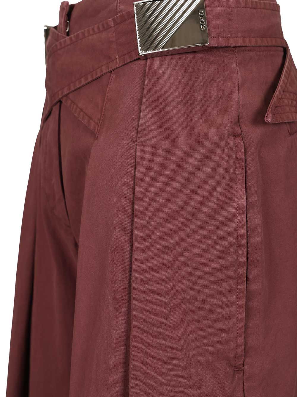 Attico The  Pleated Trousers In Burgundy