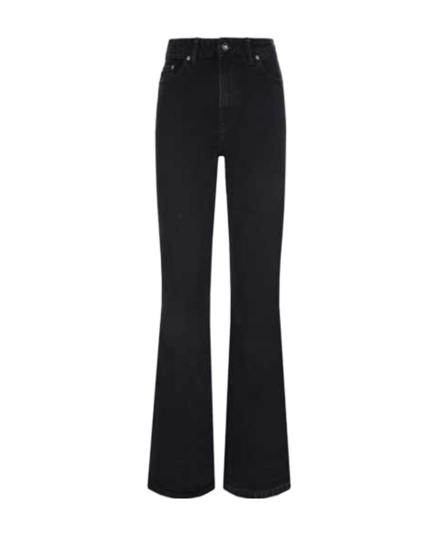 Ganni Logo-patch Flared Jeans In Black