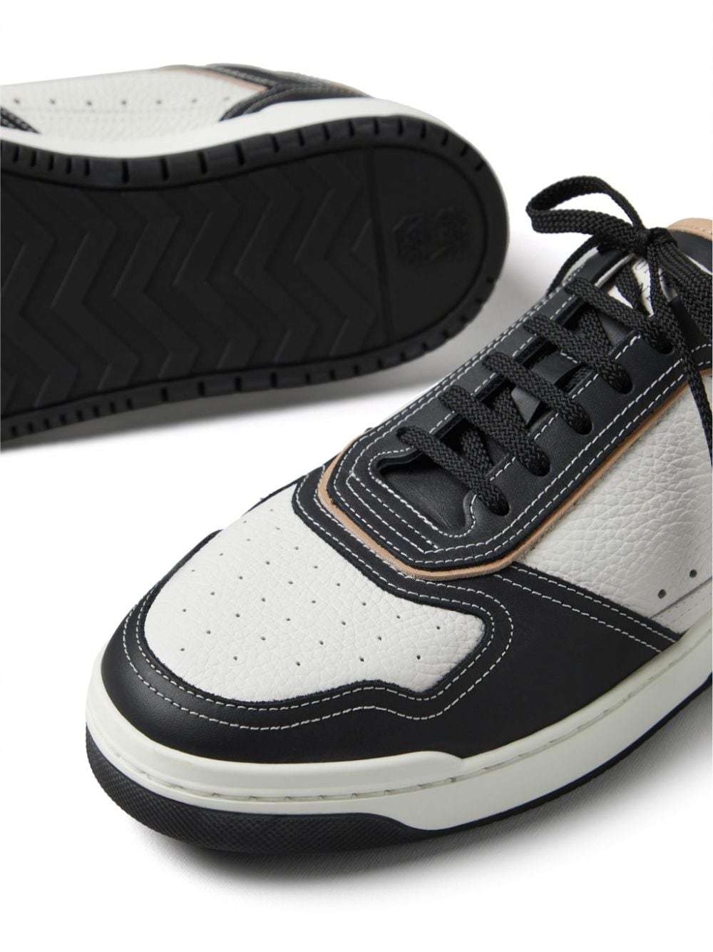 Brunello Cucinelli Colour-block Panelled Leather Sneakers In White