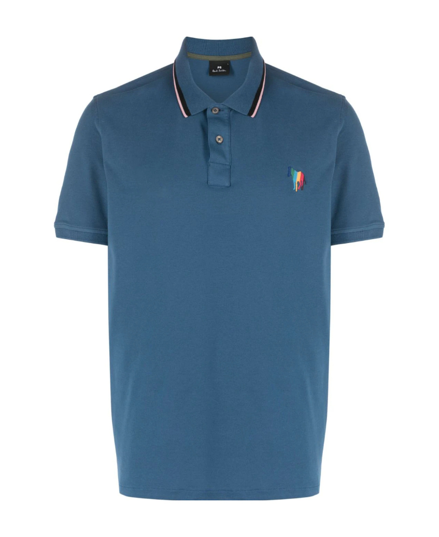 Shop Paul Smith Logo-embroidered Cotton Polo Shirt In Blue