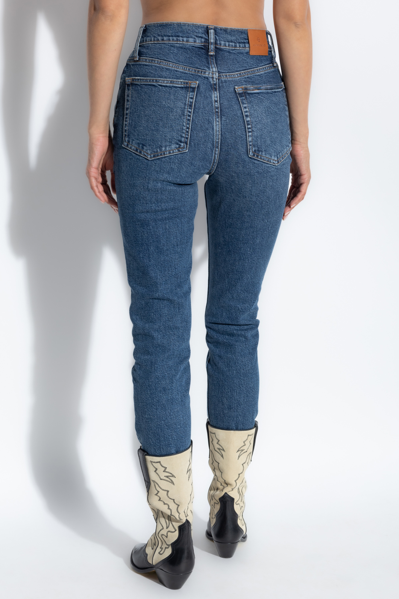 ANINE BING BELT-LOOP JEANS