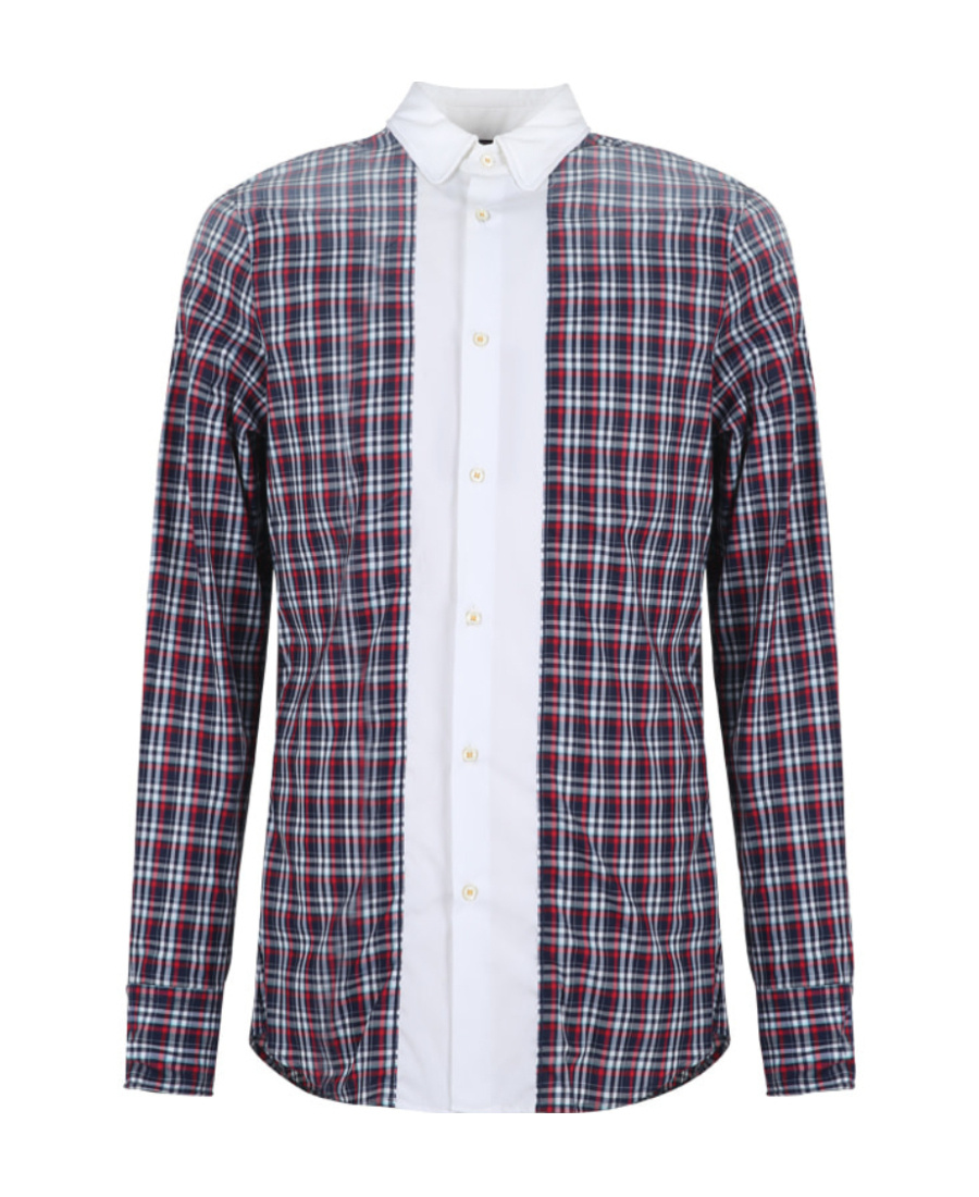 Dsquared2 Checkered Splicing Design Shirt In Gray