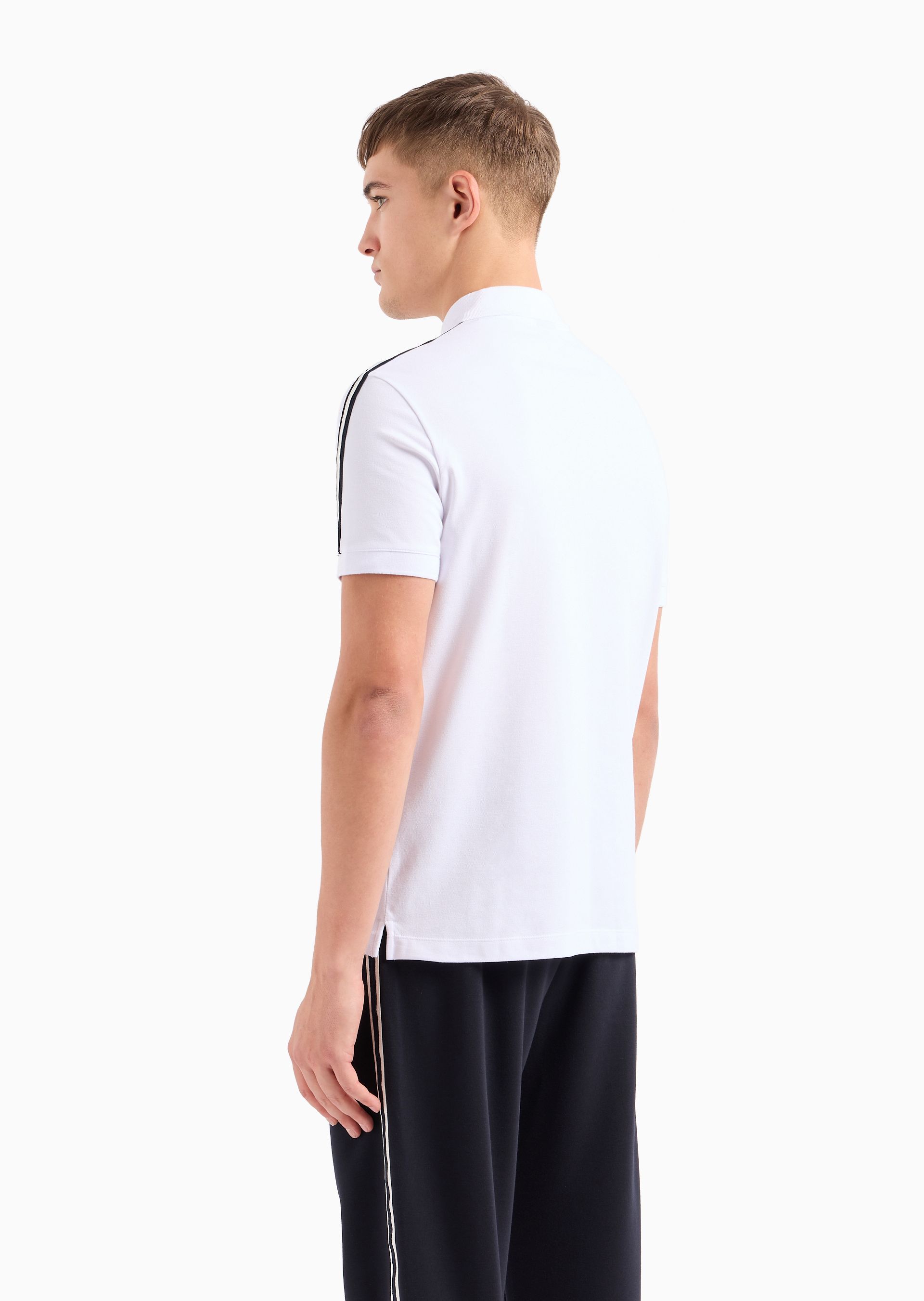 Armani Exchange Embroidered-logo Cotton Polo Shirt In White