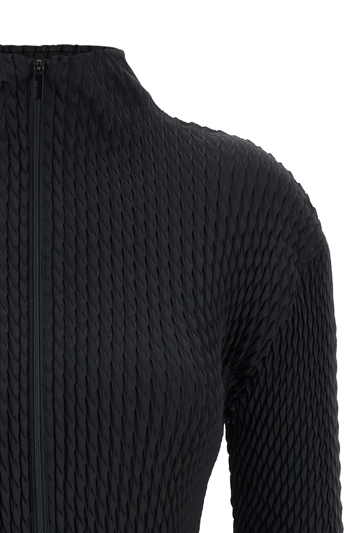 Issey Miyake Sleek Pleats Cardigan In Black