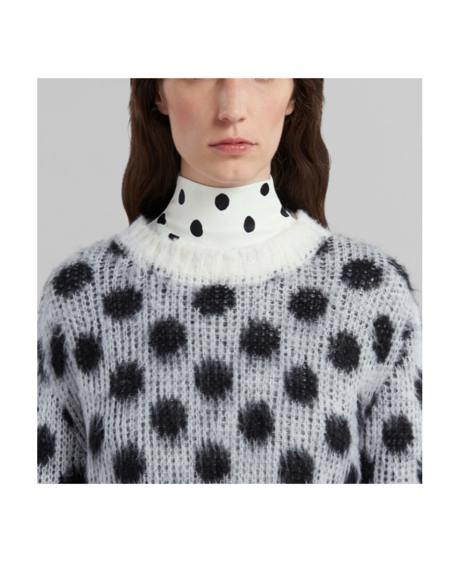 Marni Polka-dot Mohair Blend Sweater In Gray