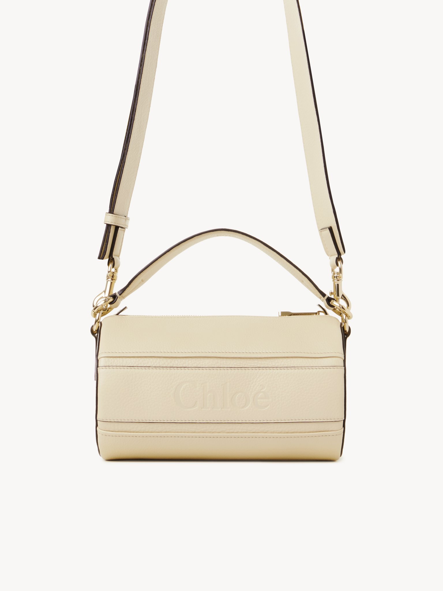 Chloé Chloe Woody Tube Shoulder Bag In Grained Calfskin In Neutral