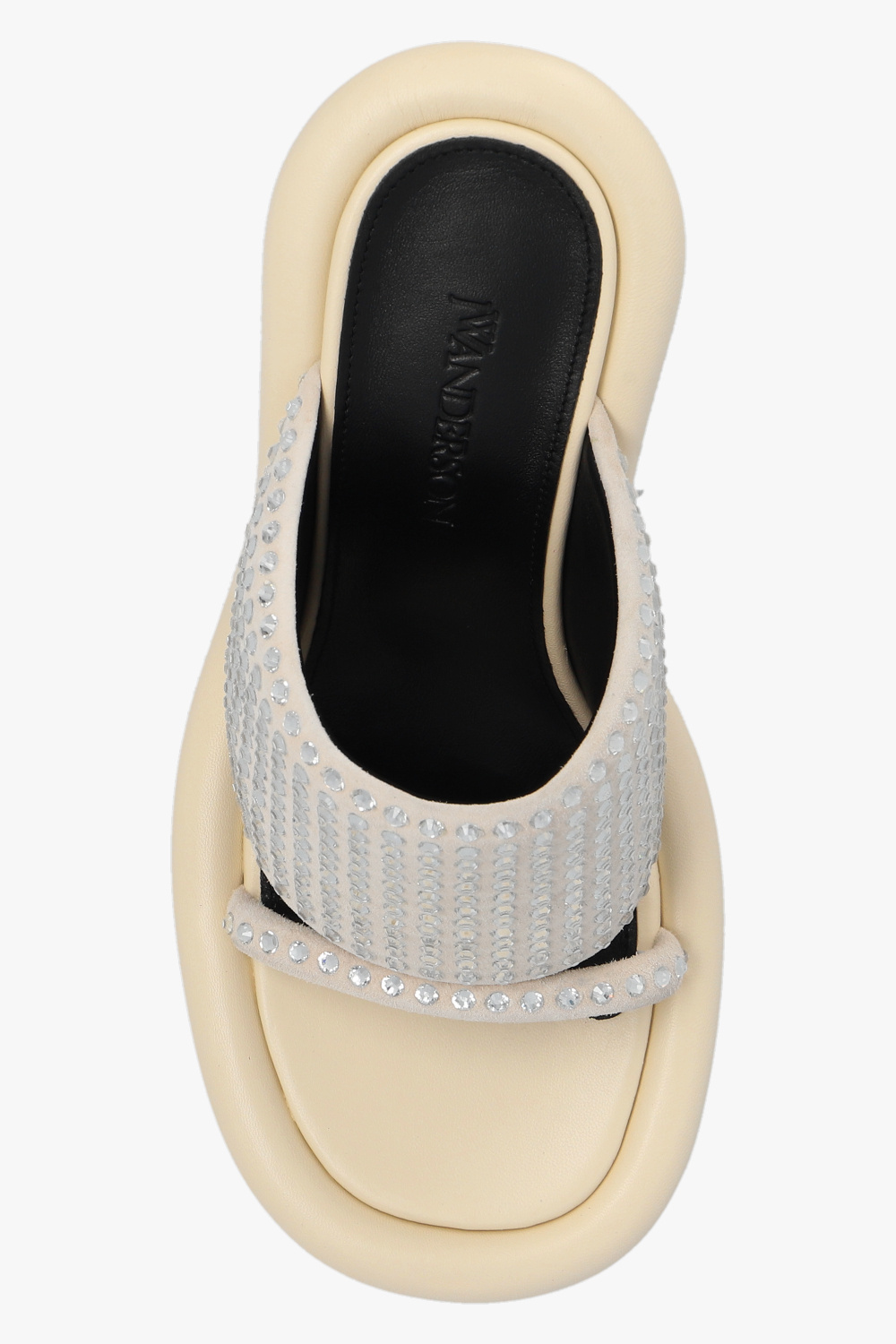 Jw Anderson Bumper-tube Crystal-embellished 90mm Mules In Nude