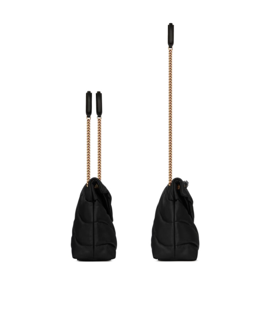 Saint Laurent Medium Loulou Puffer Quilted-logo Shoulder Bag In Black