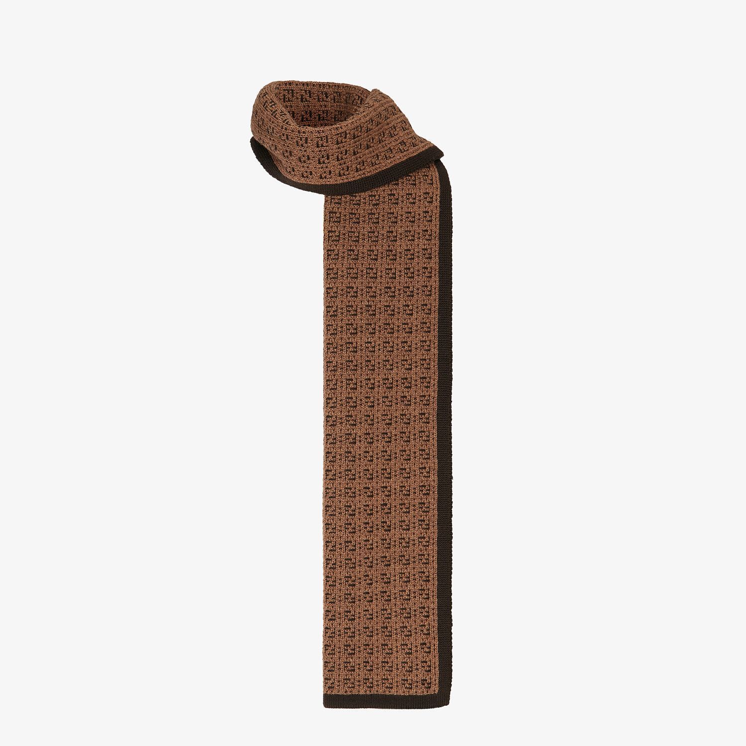 FENDI INTARSIA FF-LOGO KNIT SCARF