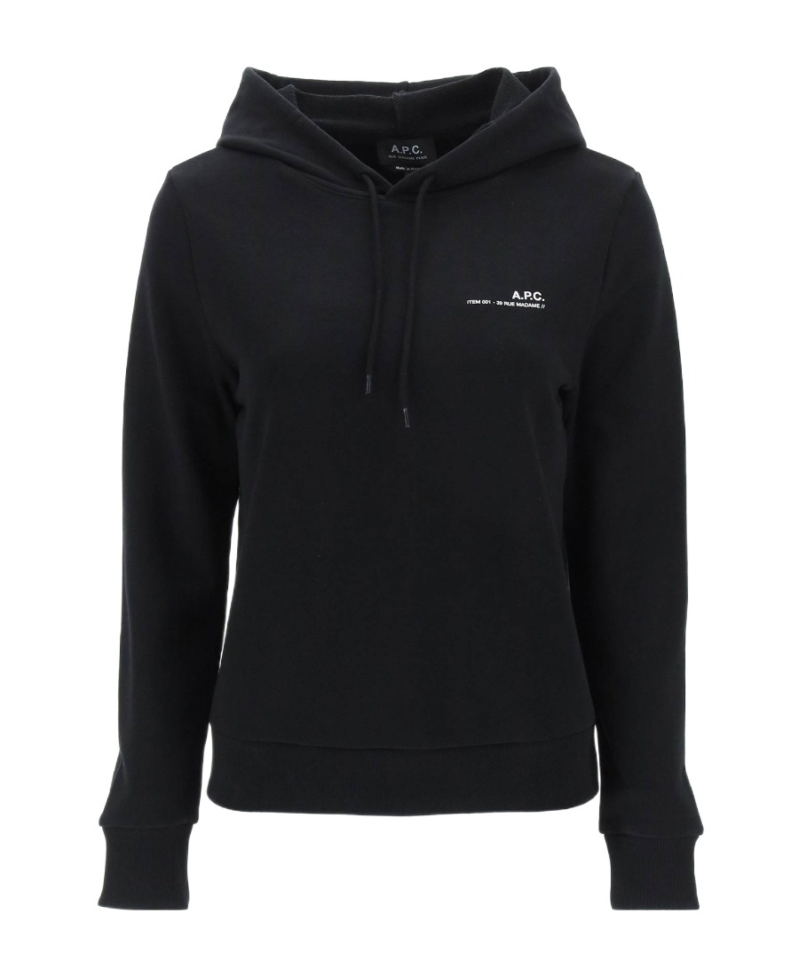 Apc Logo-print Long-sleeved Hoodie In Black