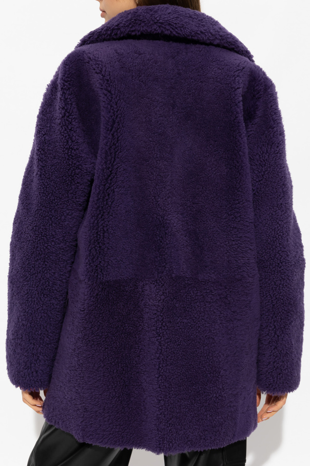 Inès & Maréchal Shearling Double-breasted Coat In Black