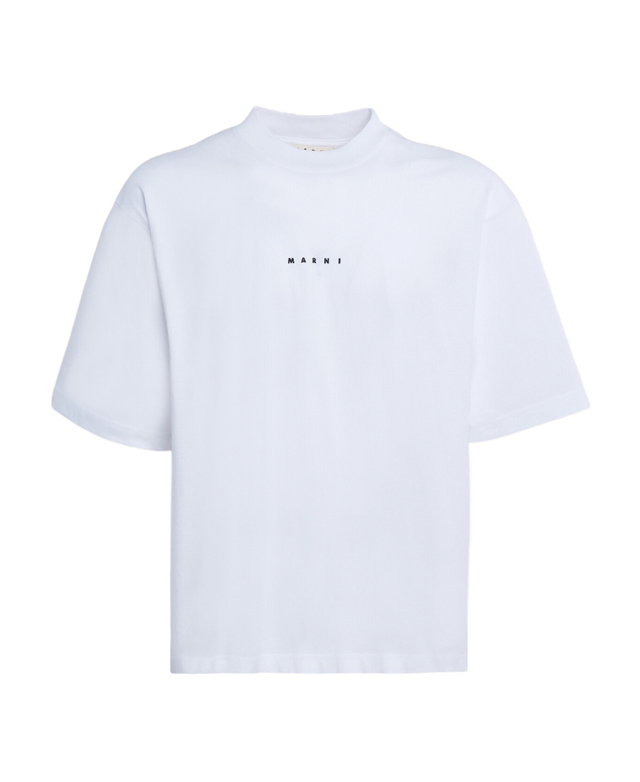 Marni White Cotton T-shirt With Logo Print In White