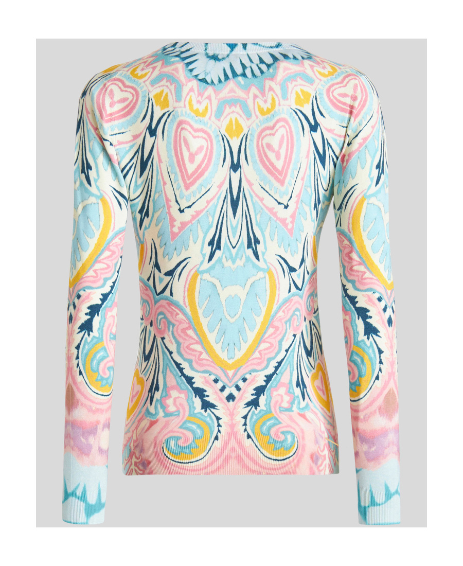 Etro Abstract-print Knit V-neck Top In White