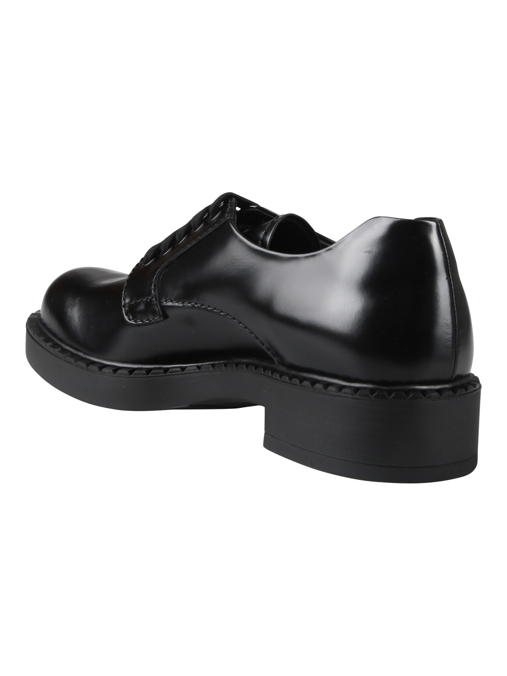 Prada Brushed Leather Lace-up Shoes In Black