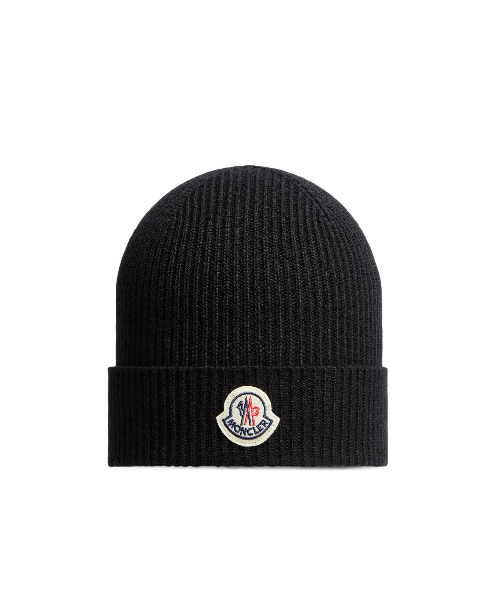 Moncler Logo Patch Beanie In Black