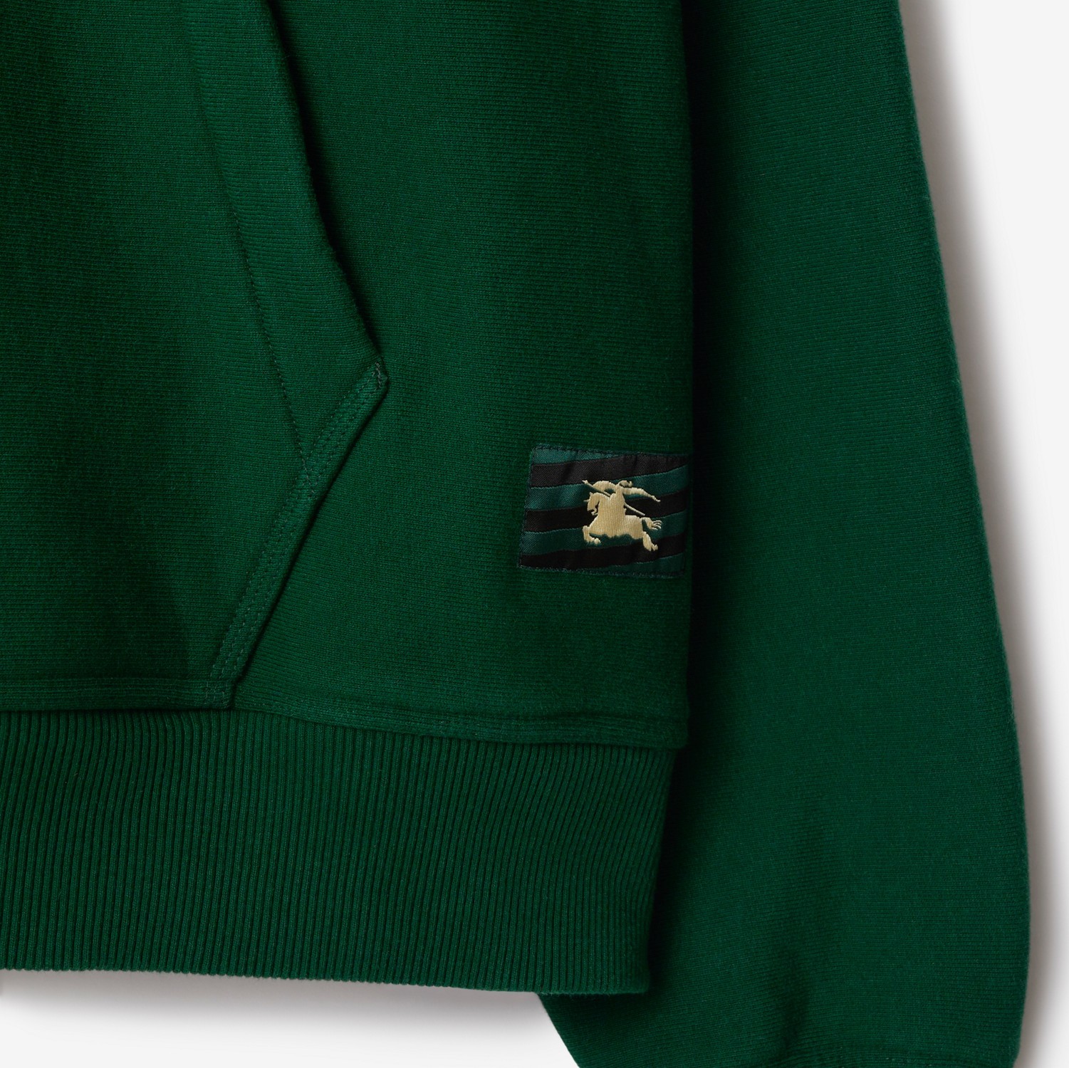 Burberry Ekd Drawstring Cotton Hoodie In Green