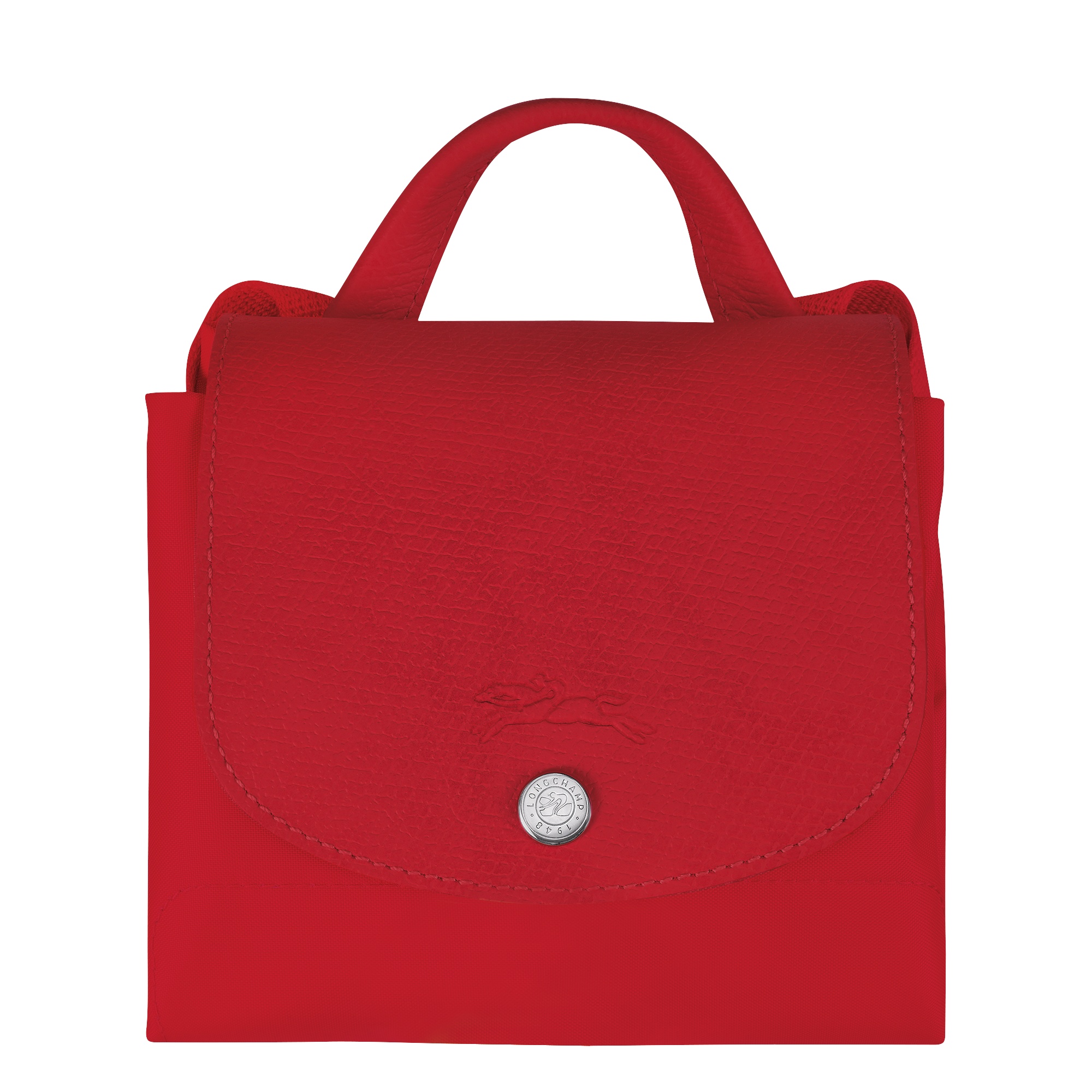Longchamp Medium Le Pliage Green Backpack In Red