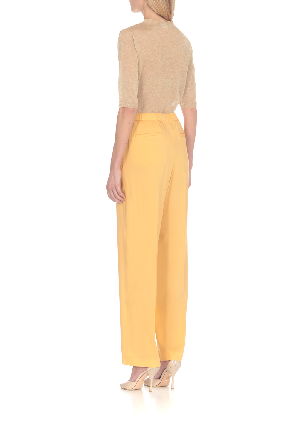 Fabiana Filippi Elasticated Waistband Straight Crepe Trousers In Yellow