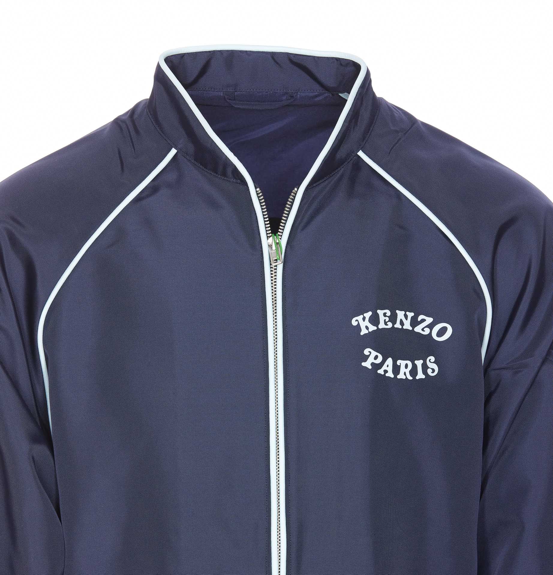 Kenzo Piping Contrast Graphic Logo Print Zip Pockets In Blue