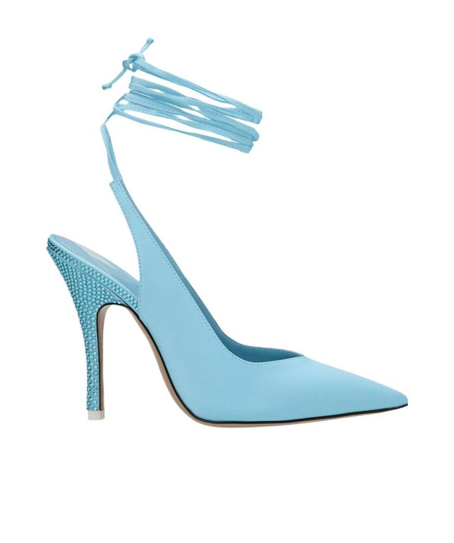 Attico Ankle Wrap Pointed Toe Slingback Pump In Blue