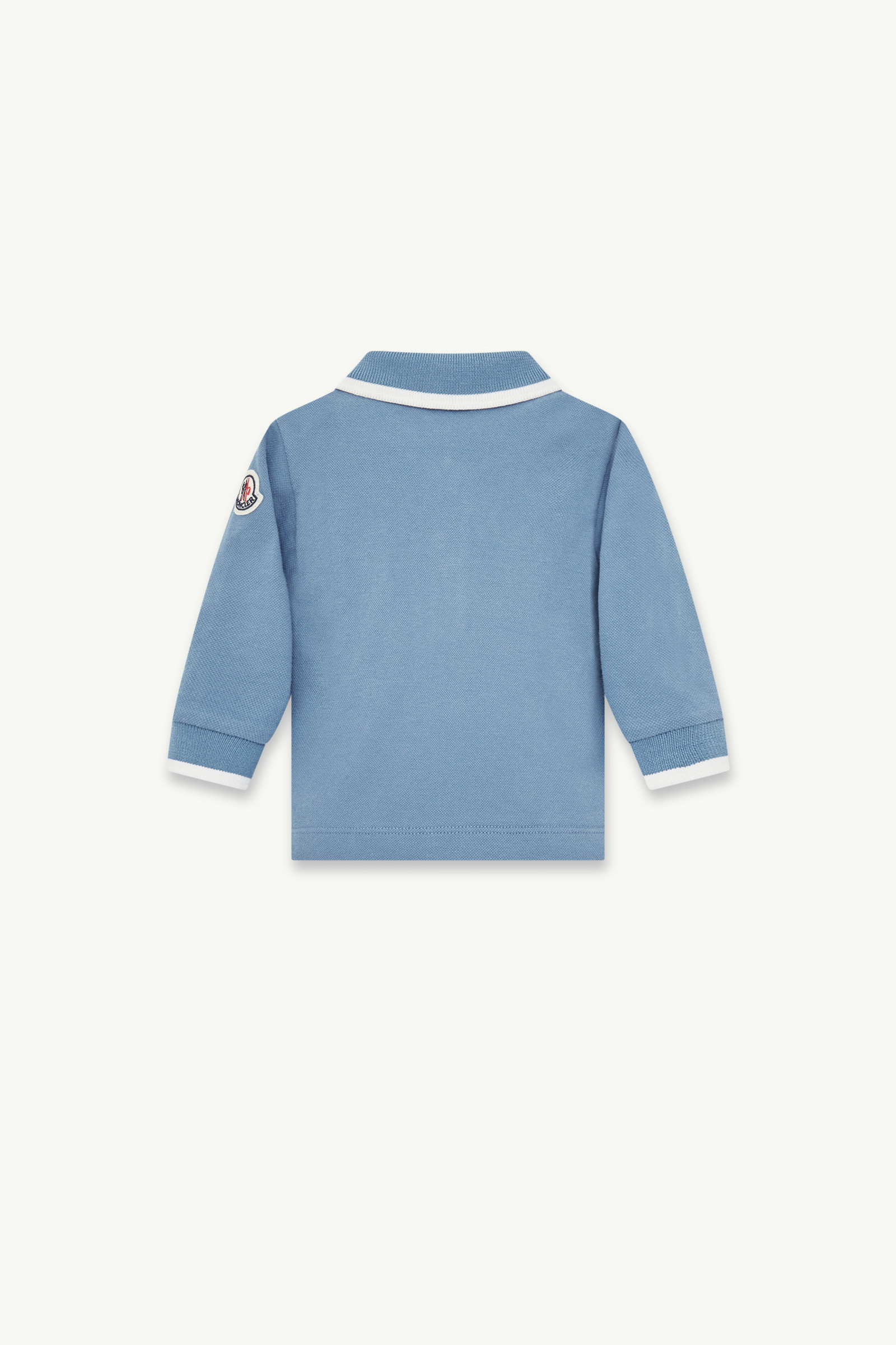 Moncler Teddy-appliqué Long-sleeve Polo Shirt In Blue
