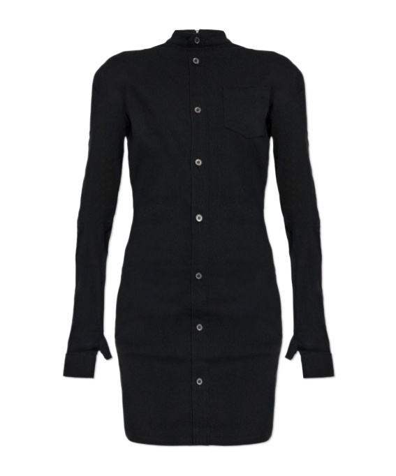 Issey Miyake Button-front Pocket Mini Dress In Black