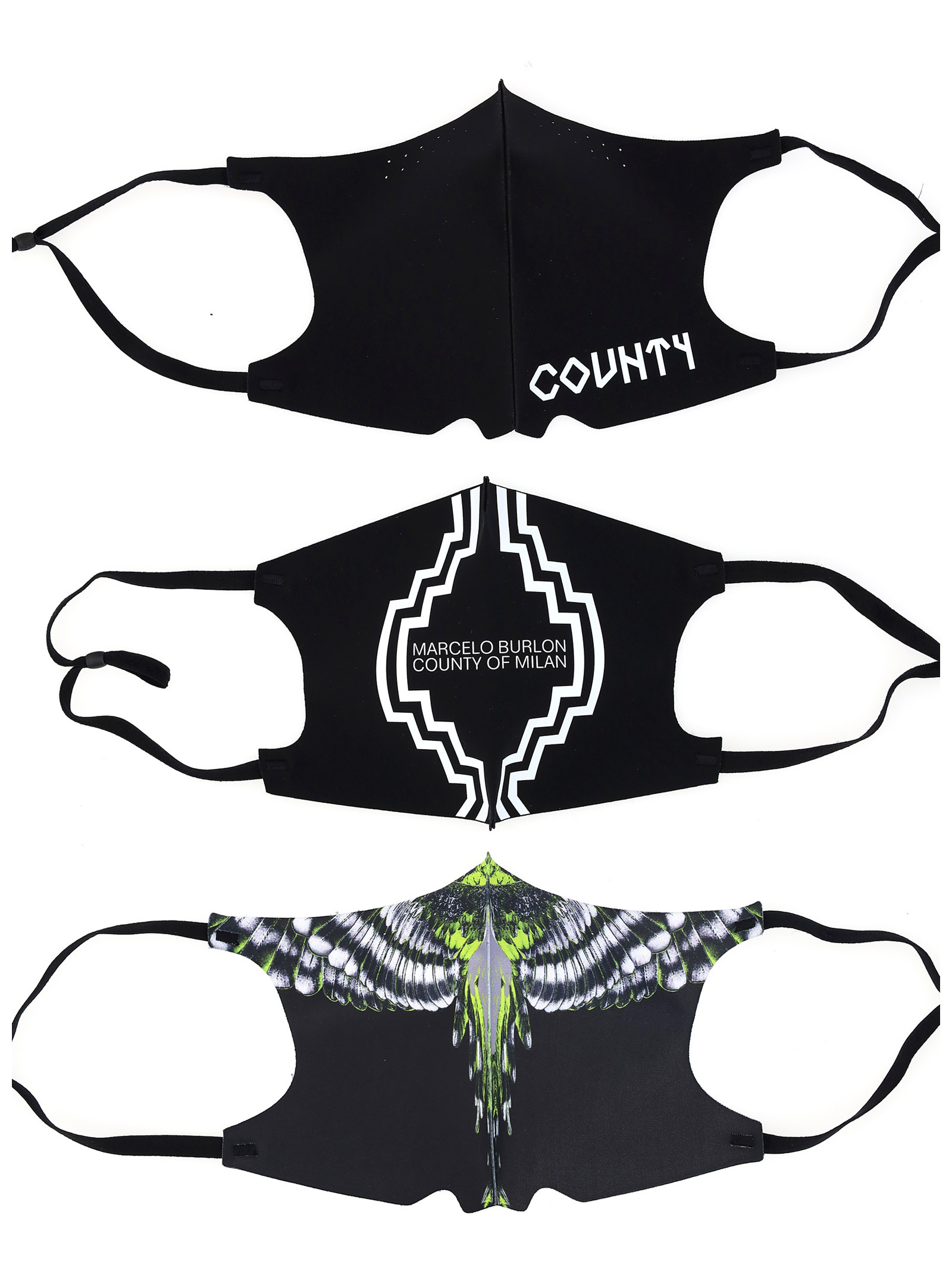 Marcelo Burlon County Of Milan Three-pack Face Mask Set In Black