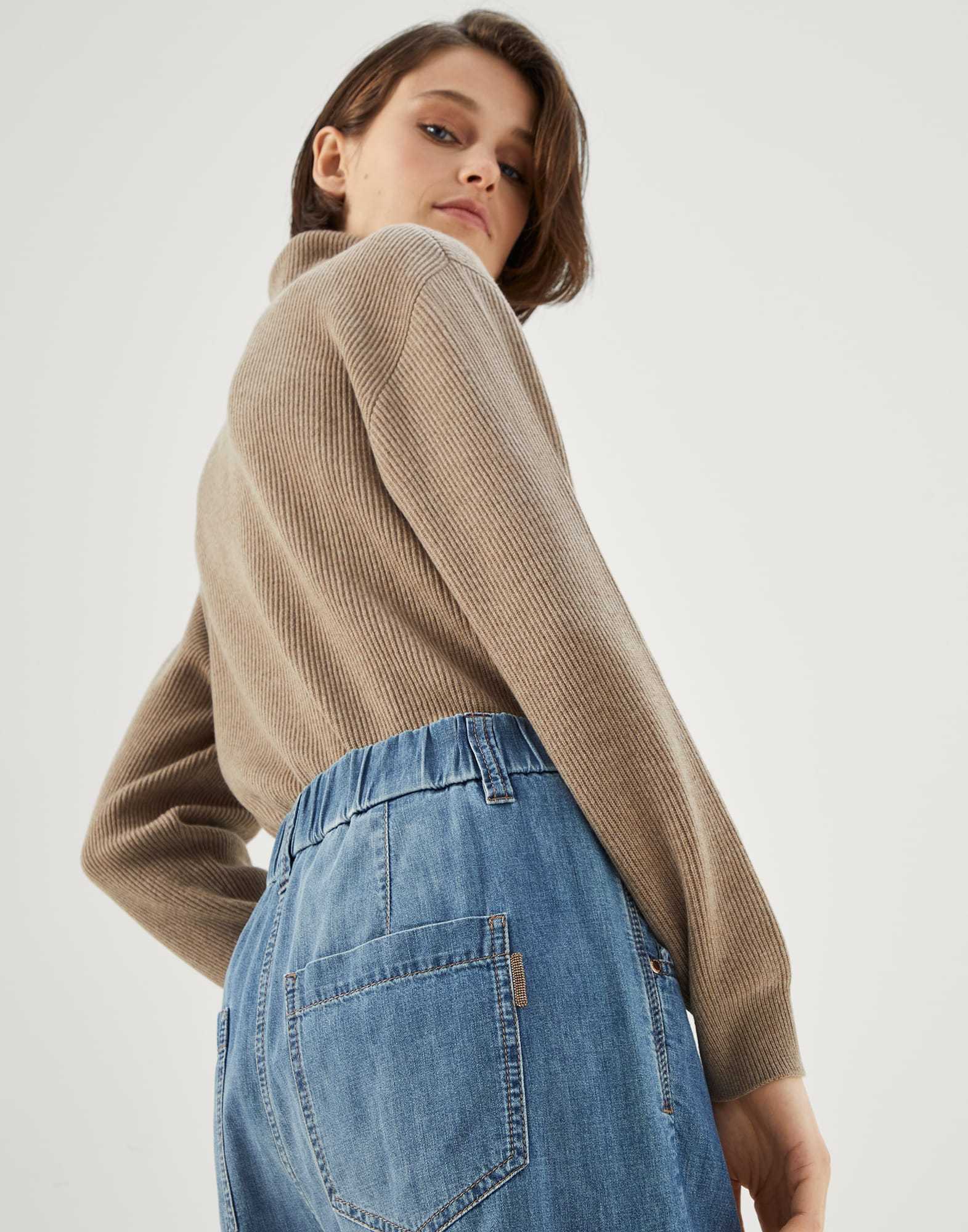 Brunello Cucinelli Elasticated Waistband Tapered Jeans In Blue